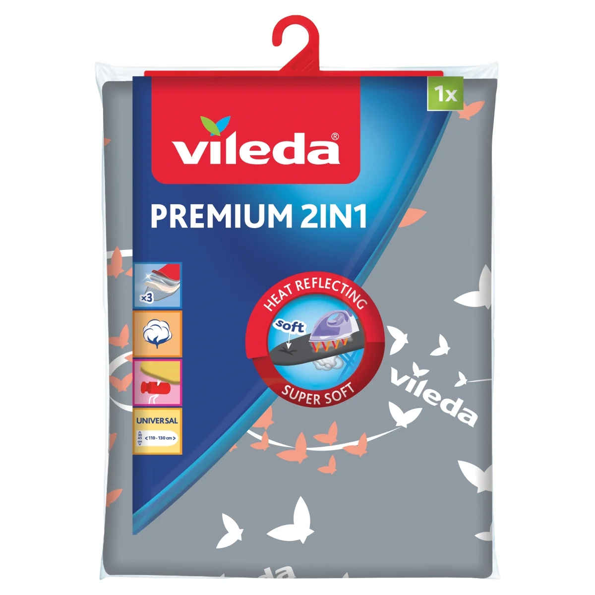 Vileda Premium 2w1 pokrowiec na deskę do prasowania, 1 sztuka