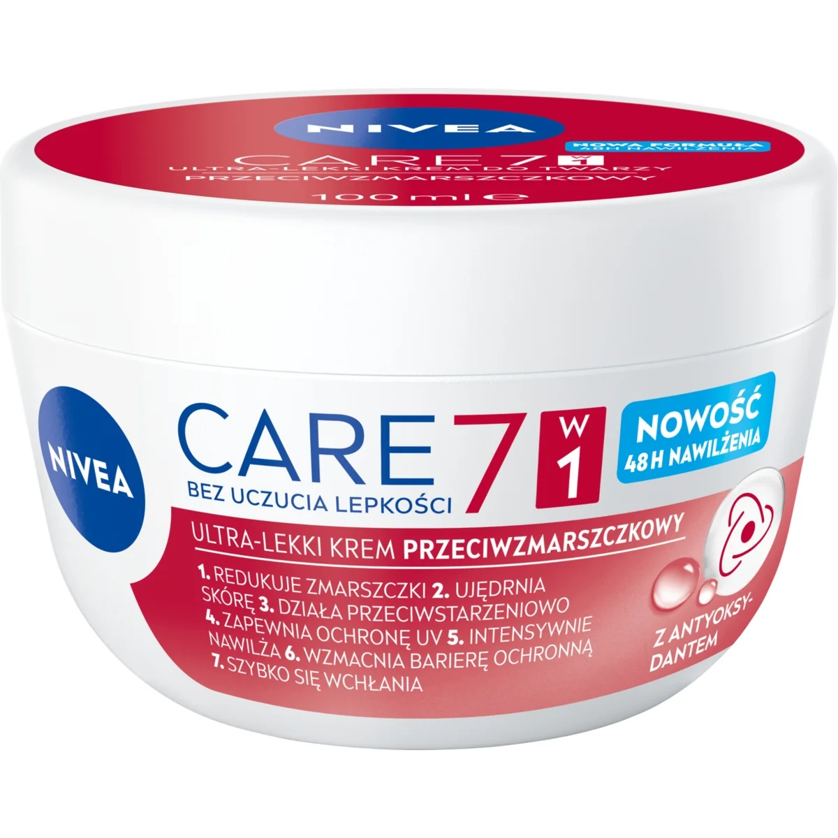 Nivea Care 7 w 1 przeciwzmarszczkowy lekki krem do twarzy, 100 ml