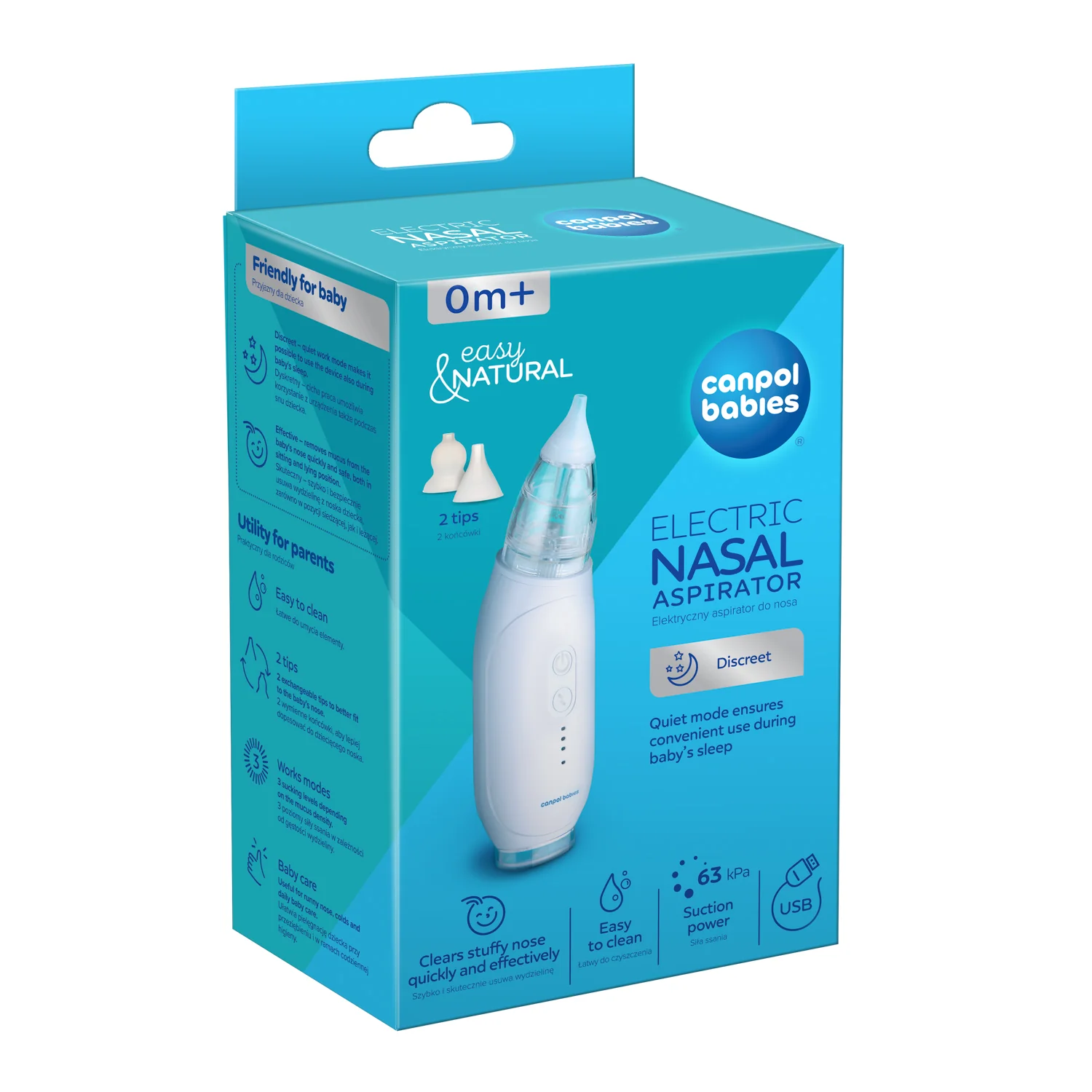 Canpol Babies Elektryczny aspirator do nosa Easy Natural 9/319, 1 sztuka