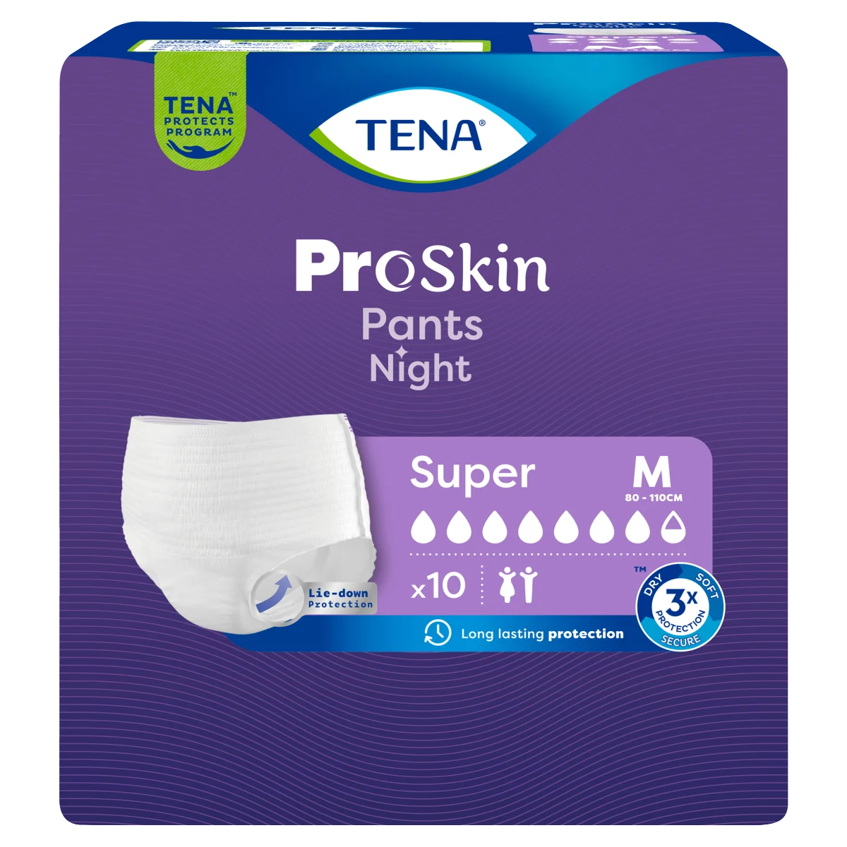 TENA ProSkin Pants Night Super majtki chłonne M, 10 sztuk