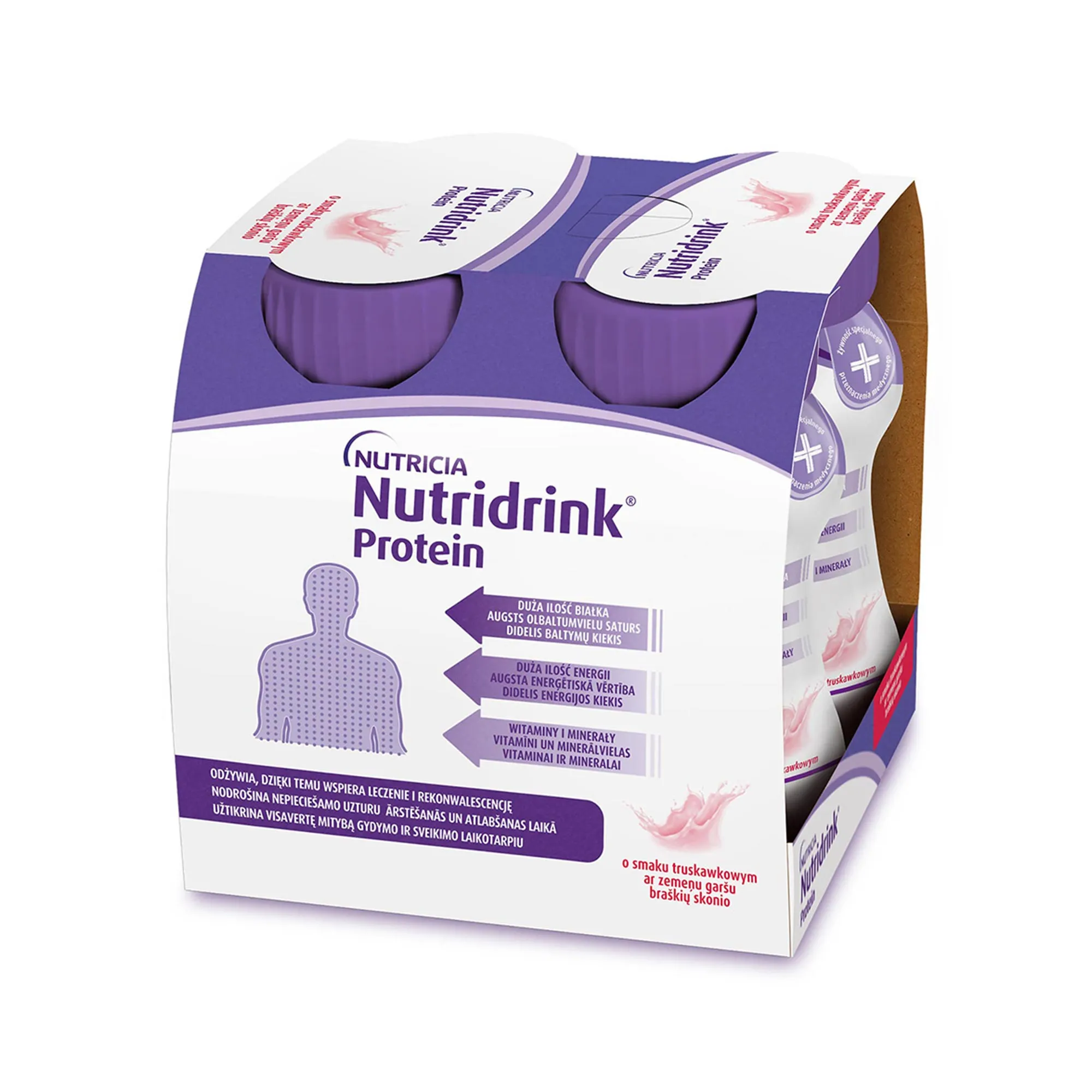 Nutridrink Protein, o smaku truskawkowym, 4x125 ml