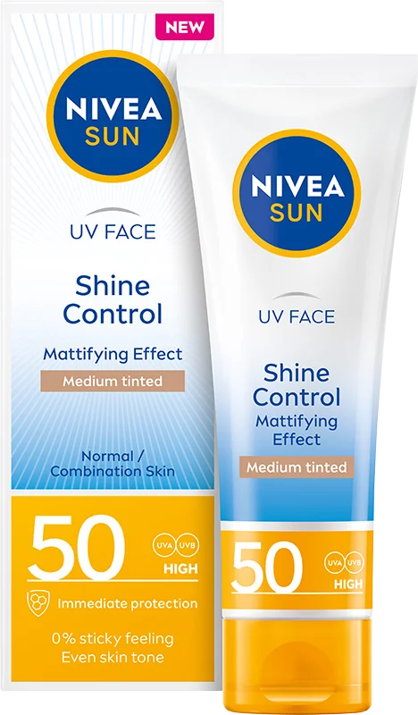 Nivea Sun UV Face Shine Control matujący krem do twarzy wyrównujący koloryt z wysoką ochroną SPF 50, 50 ml