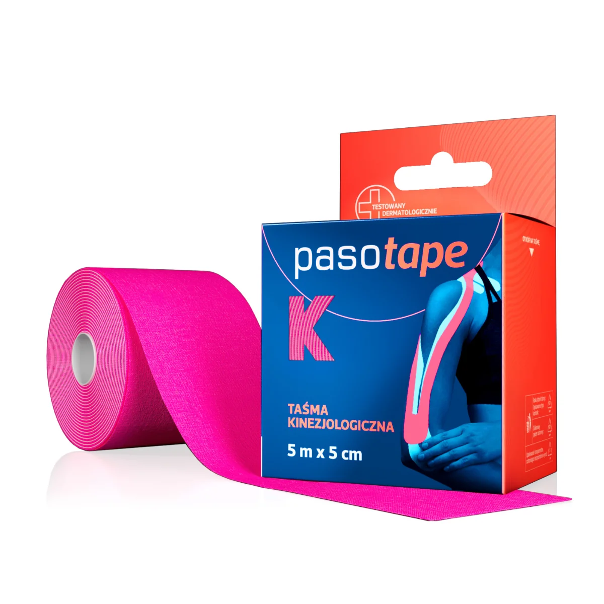 Pasotape taśma kinezjologiczna 5 m x 5 cm różowa, 1 sztuka