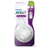 Philips Avent Natural, smoczek na butelkę o wolny wypływie 1m+ SCF042/27, 2 sztuki