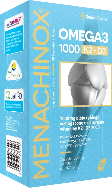 Menachinox omega3 1000 k2+d3, suplement diety, 30 kapsułek miękkich