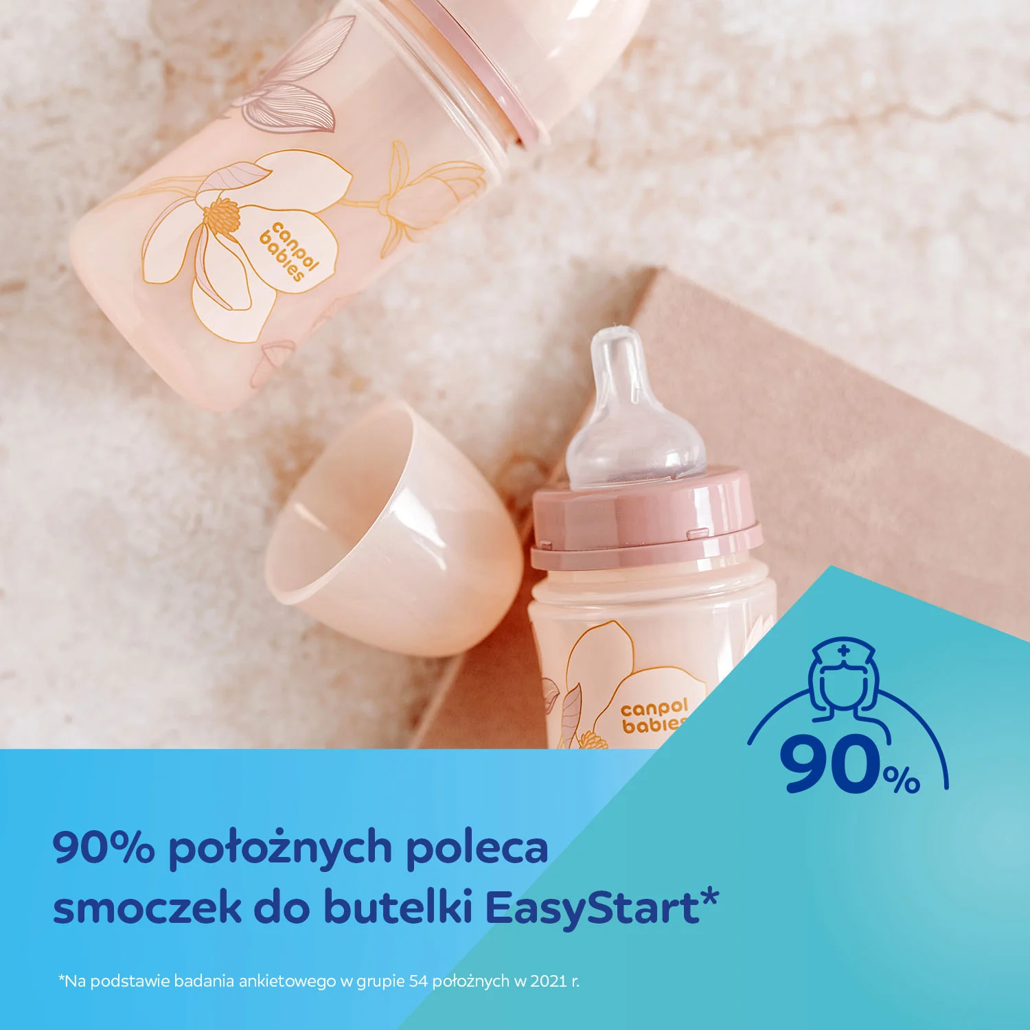 Canpol Babies EasyStart GOLD różowa butelka antykolkowa 120 ml, 1 sztuka