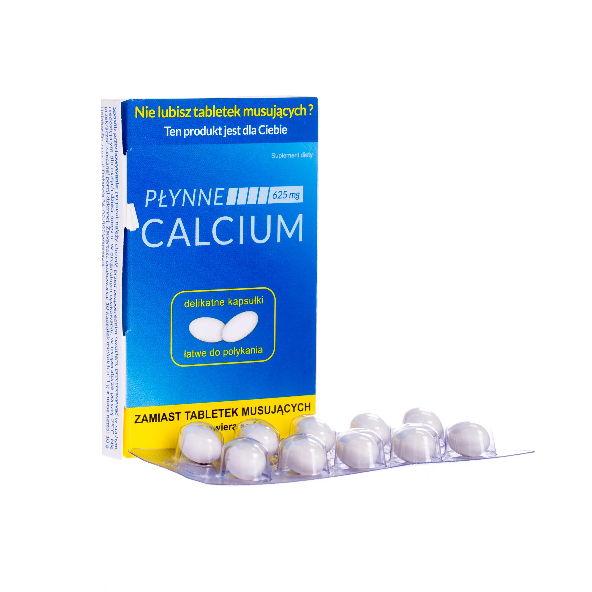 Płynne Calcium, 10 delikatnych kapsułek miękkich 