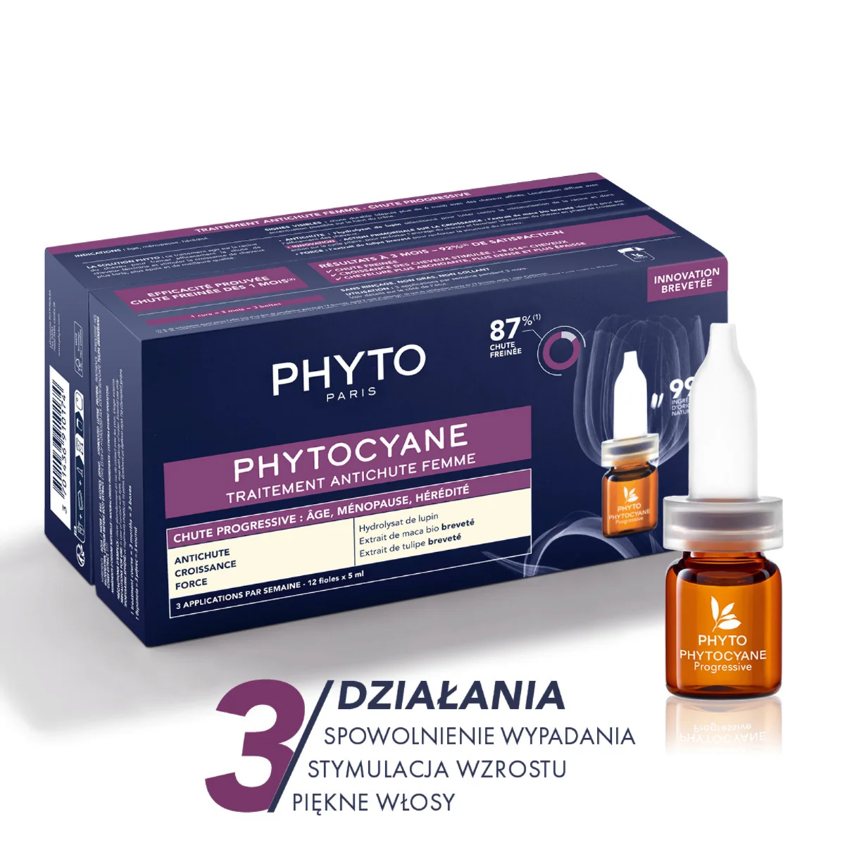PHYTO PHYTOCYANE kuracja przeciw postępującemu wypadaniu włosów dla kobiet, 12 x 5 ml