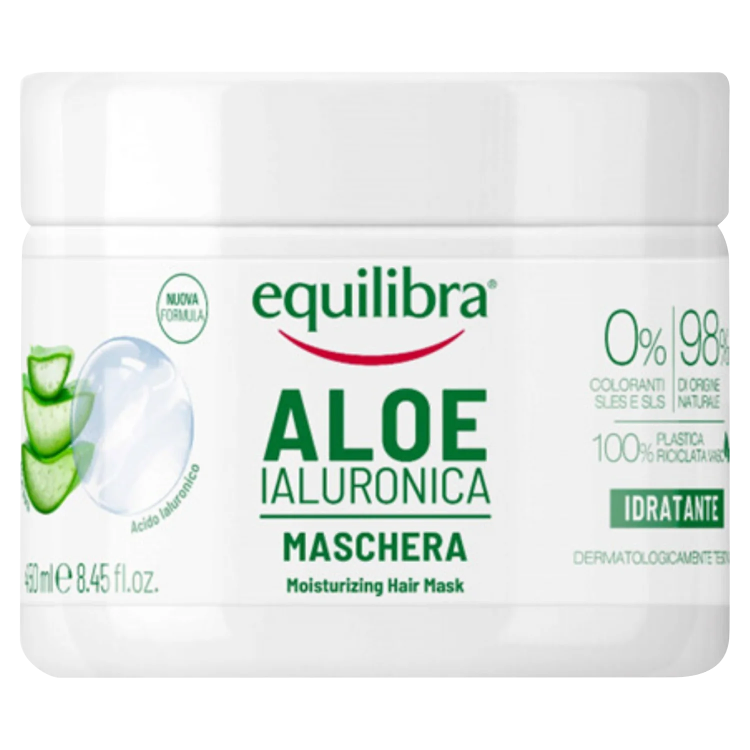 Equilibra Aloe nawilżająca maska do włosów z kwasem hialuronowym, 450 ml