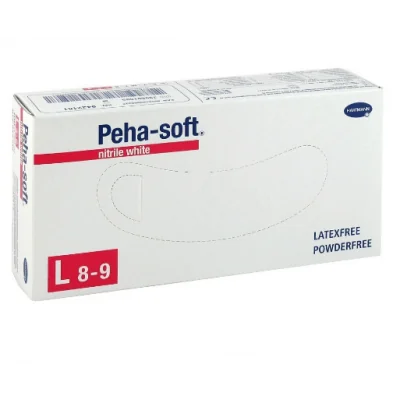 Peha-Soft Nitrile rękawiczki diagnostyczne nitrylowe bezpudrowe, białe, rozmiar L, 100 szt.
