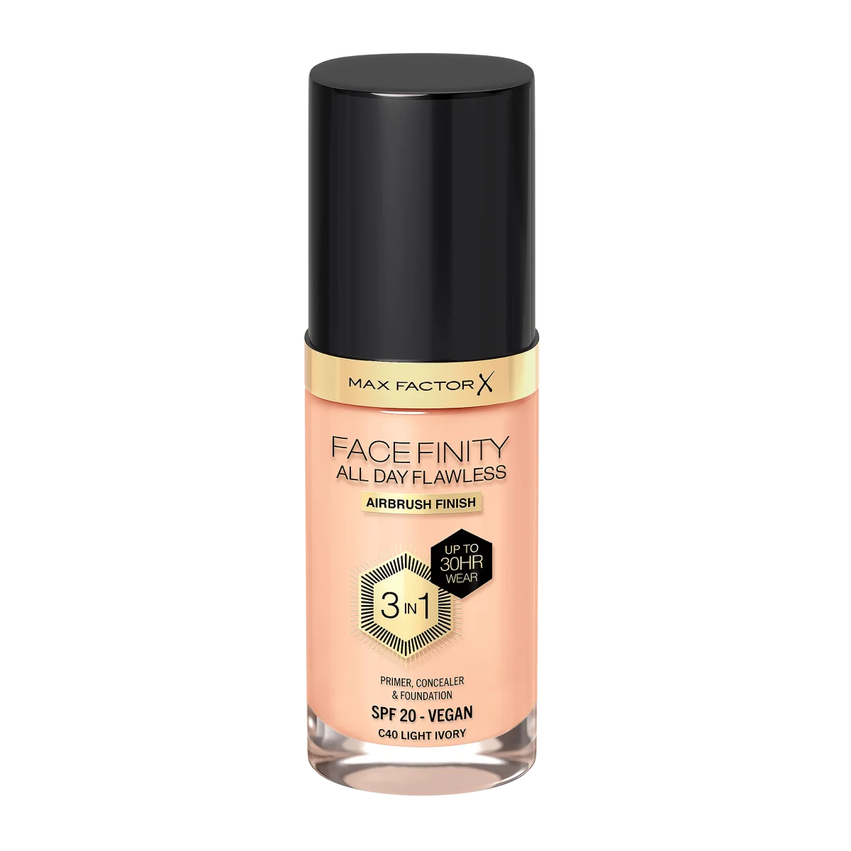 Max Factor Facefinity All Day Flawless 3in1 Kryjący podkład w płynie z filtrem SPF 20 nr C40 Light Ivory, 30 ml