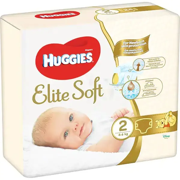 Huggies Elite Soft Pieluchy Rozmiar 2, 4-6 kg, 25 sztuk