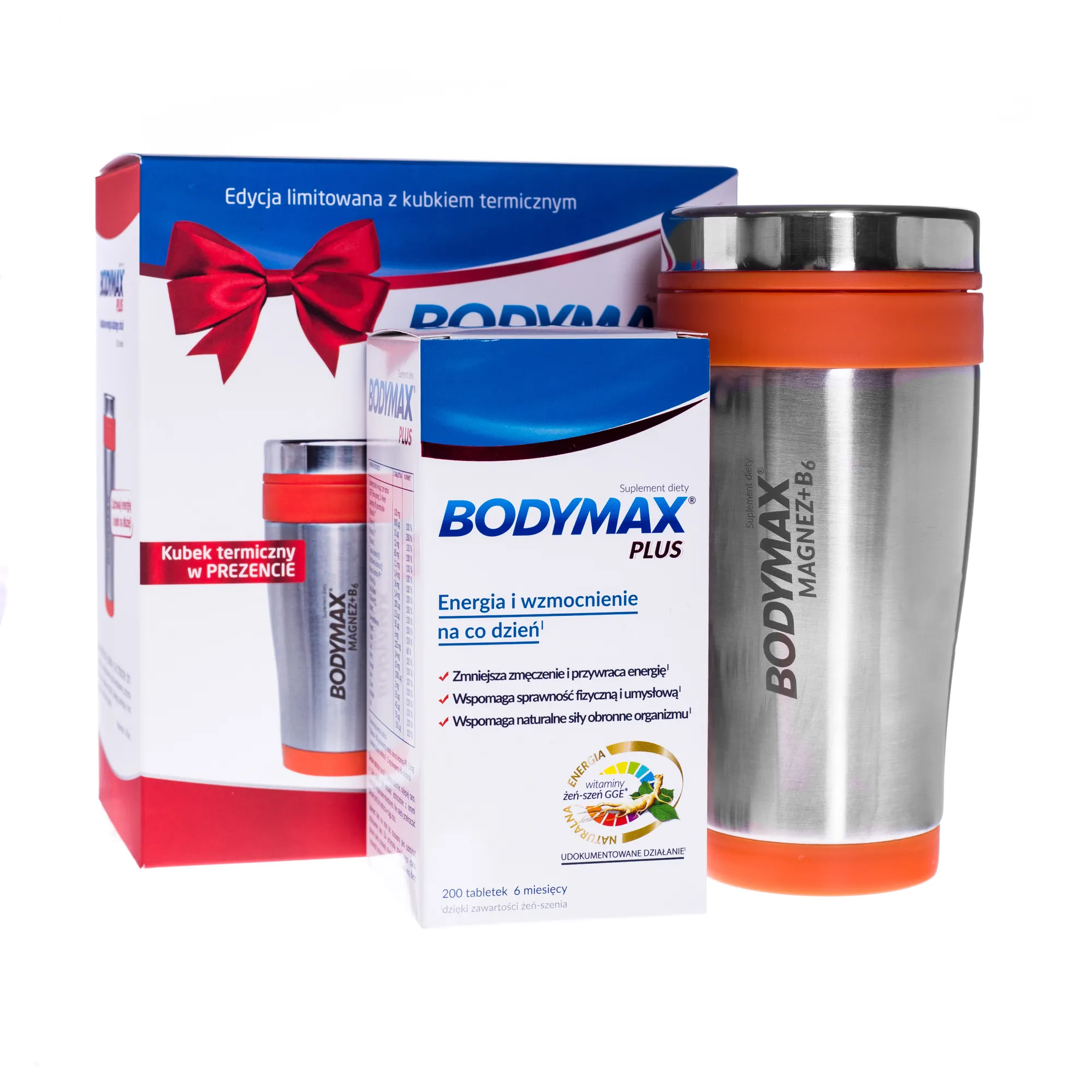 Bodymax Plus z kubkiem termicznym, suplement diety, 200 tabletek 