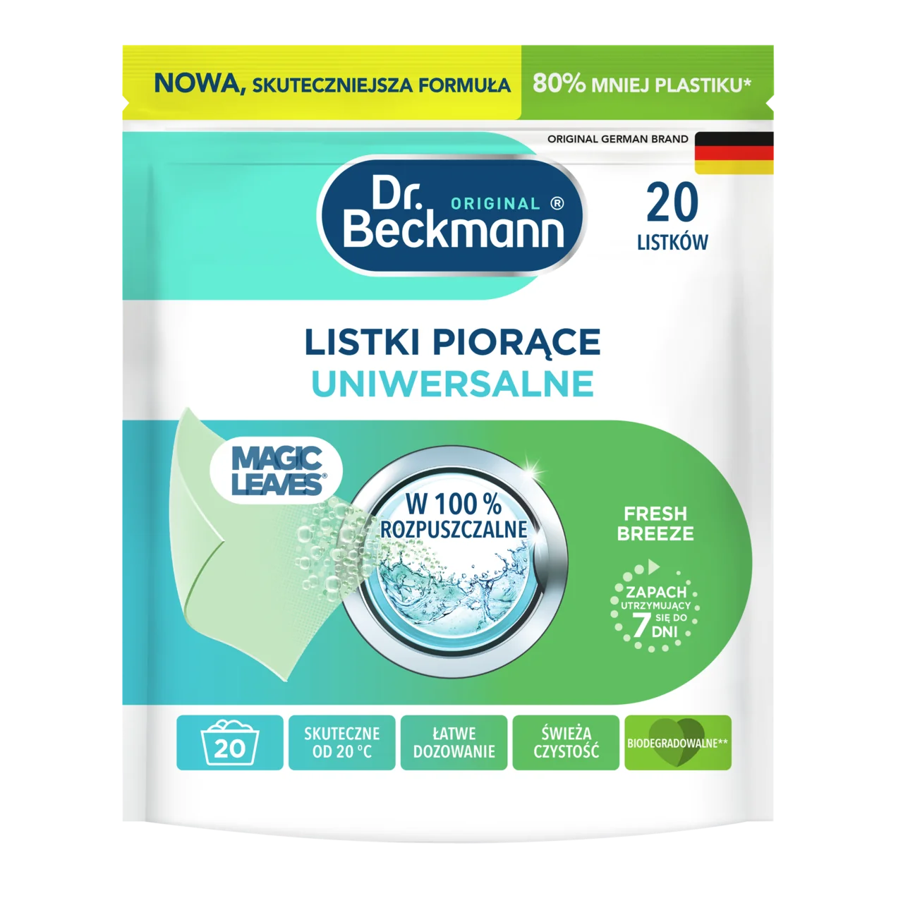 Dr. Beckmann Magic Leaves listki piorące uniwersalne Fresh Breeze, 20 sztuk