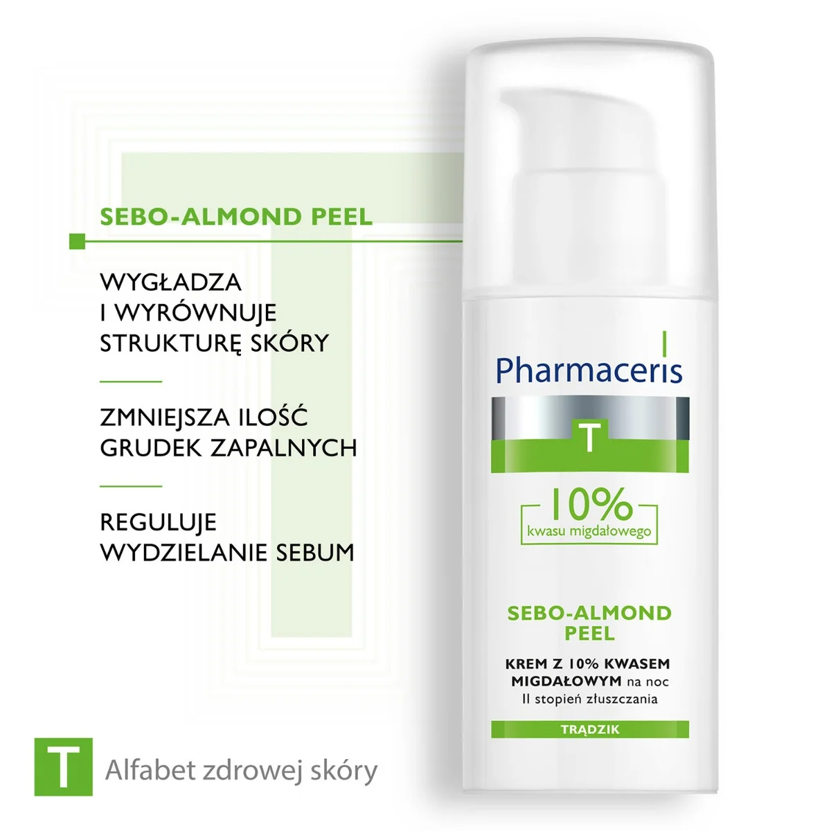 Pharmaceris T Sebo-Almond Peel krem z 10% kwasem migdałowym na noc, II stopień złuszczenia, 50 ml