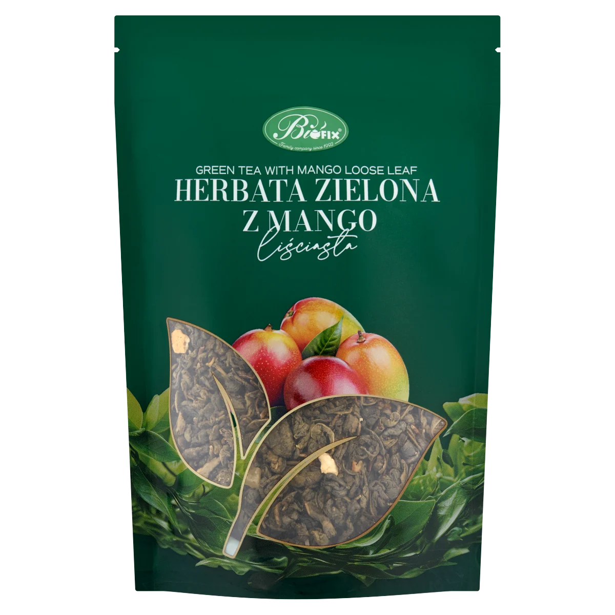 BiFIX Zielona z Mango herbata liściasta, 100 g