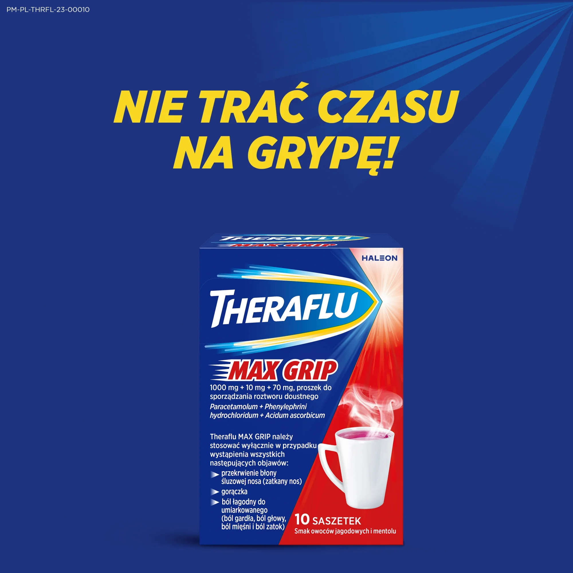 Theraflu Max Grip 1000 mg + 70 mg + 10 mg 10 saszetek