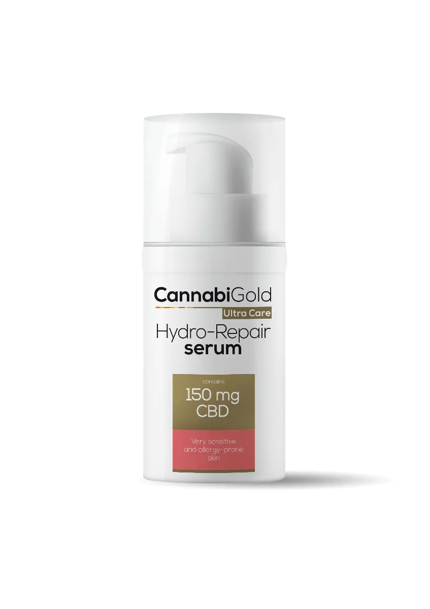 CannabiGold Ultra Care Hydro-Repair, serum nawilżająco-regenerujące do skóry bardzo wrażliwej i skłonnej do alergii, 30 ml