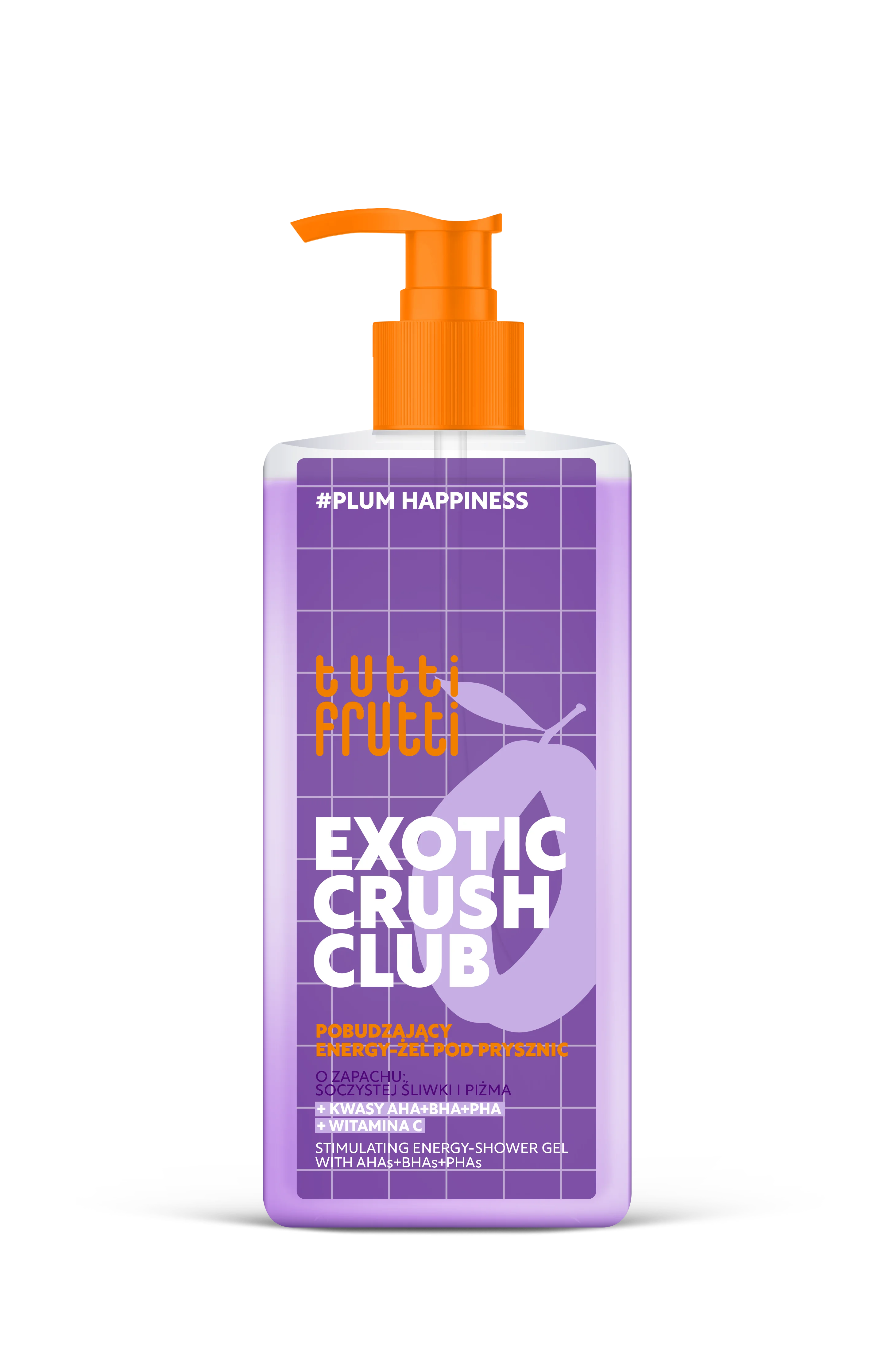 Tutti Frutti #PlumHappiness pobudzający energy-żel pod prysznic o zapachu soczystej śliwki i piżma, 400 ml