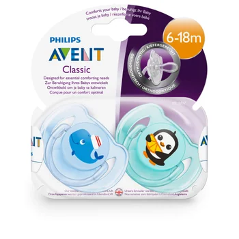 Philips Avent Classic, silikonowy smoczek uspokajający 6-18m SCF169/37, 2 sztuki