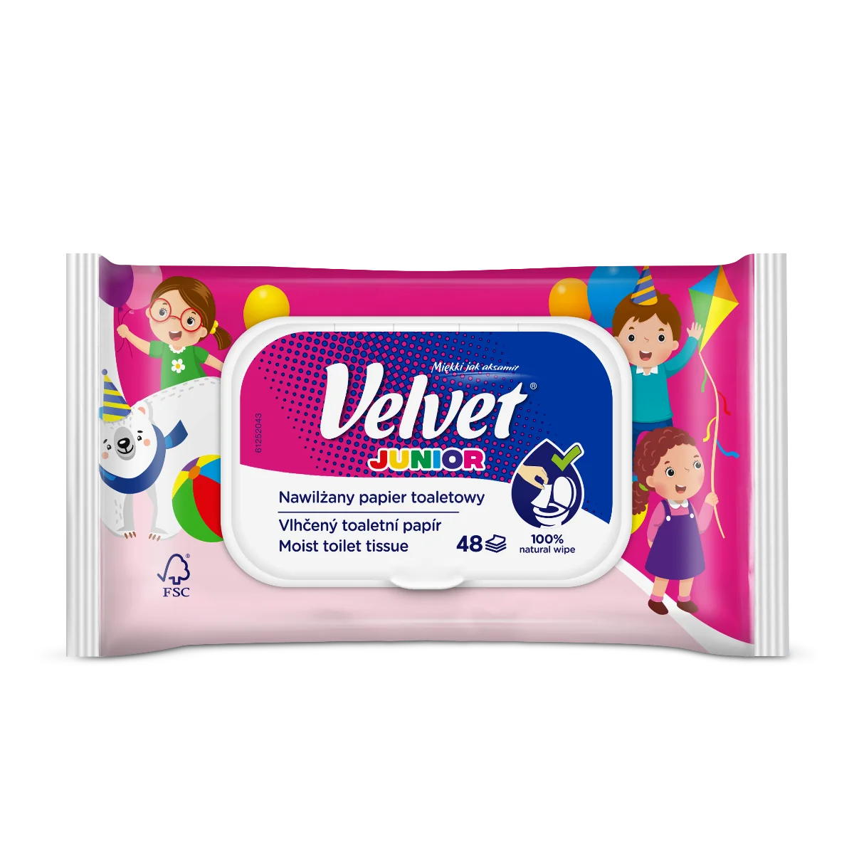 Velvet Junior nawilżany papier toaletowy, 1 szt.