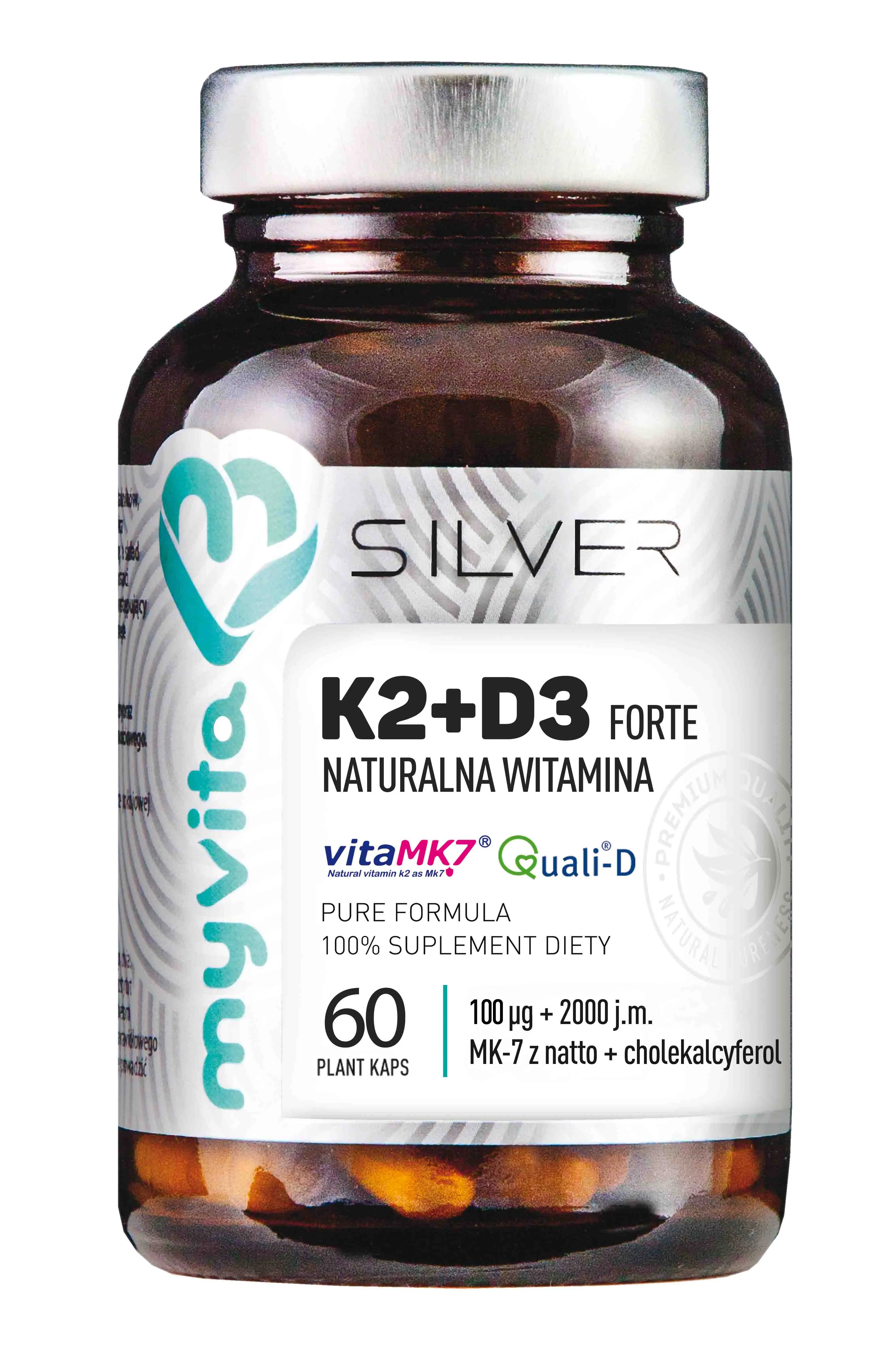 Myvita silver, witamina k2+d3 forte, suplement diety, 120 kapsułek