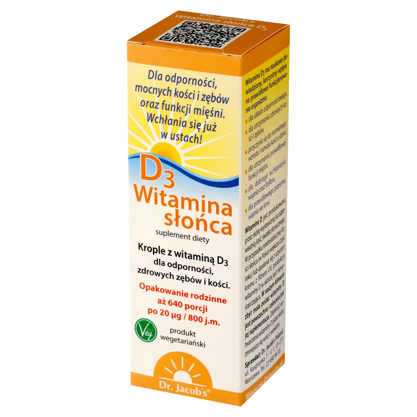 Dr. Jacob's Witamina Słońca D3 krople, 20 ml
