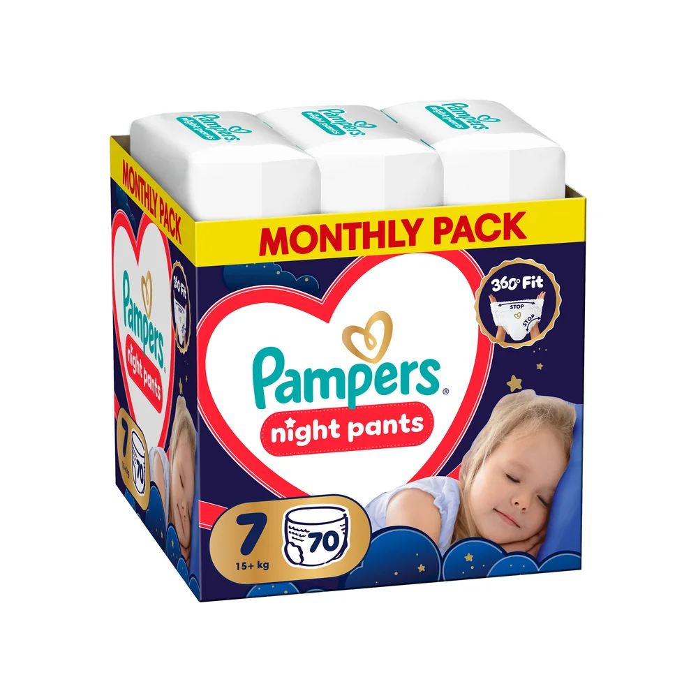 Pampers Night Pants 7 pieluchomajtki, rozmiar 7, 15+ kg, 70 sztuk