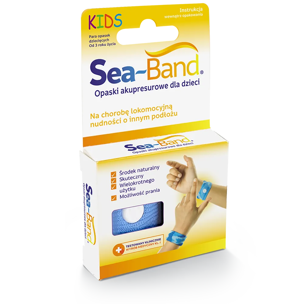 Sea-Band Opaski akupresurowe przeciw mdłościom dla dzieci, kolor niebieski, 1 para