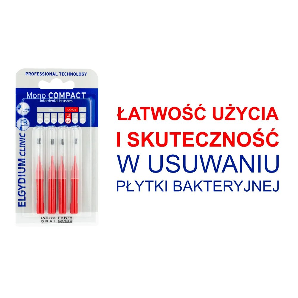 Elgydium Clinic Mono Compact 4 szczoteczki międzyzębowe czerwone, 4 szt.