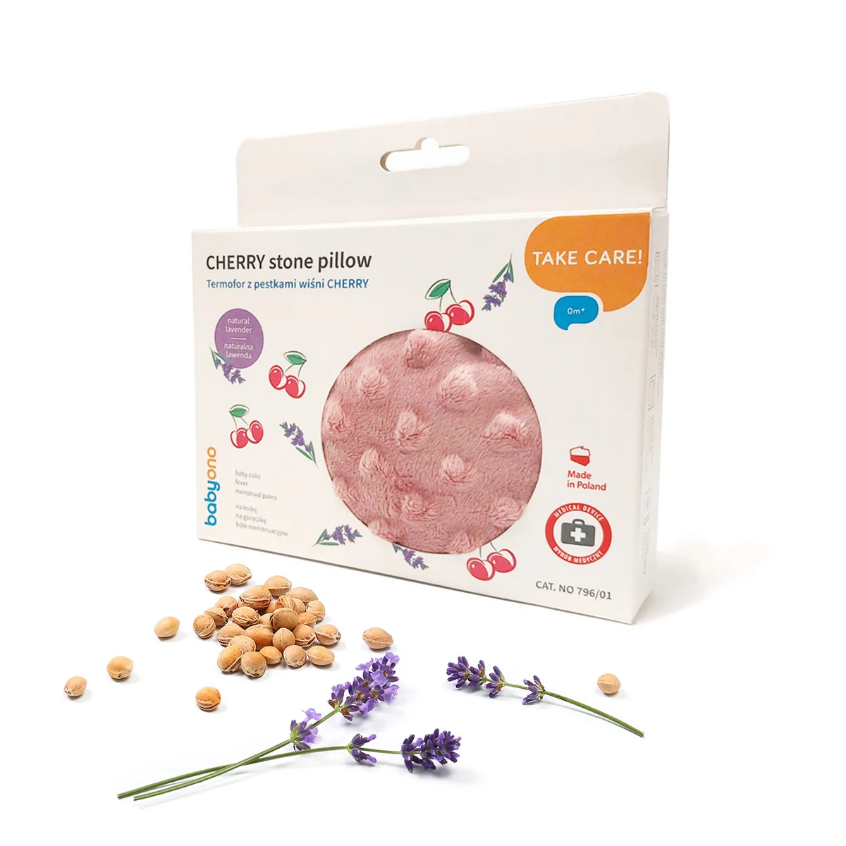 Babyono różowy termofor z pestkami wiśni Cherry, 1 sztuka