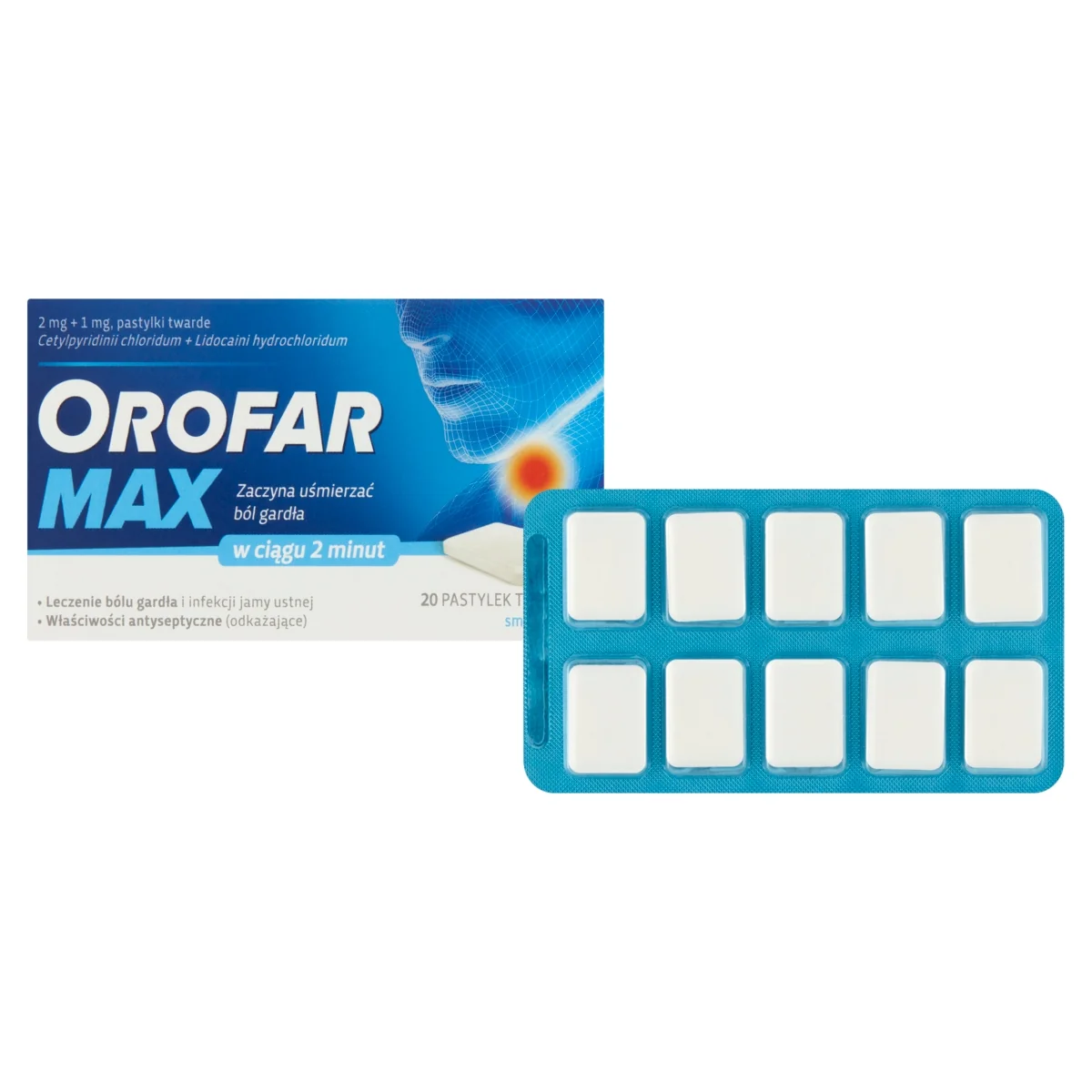 Orofar Max 2 mg + 1 mg 20 pastylek twardych