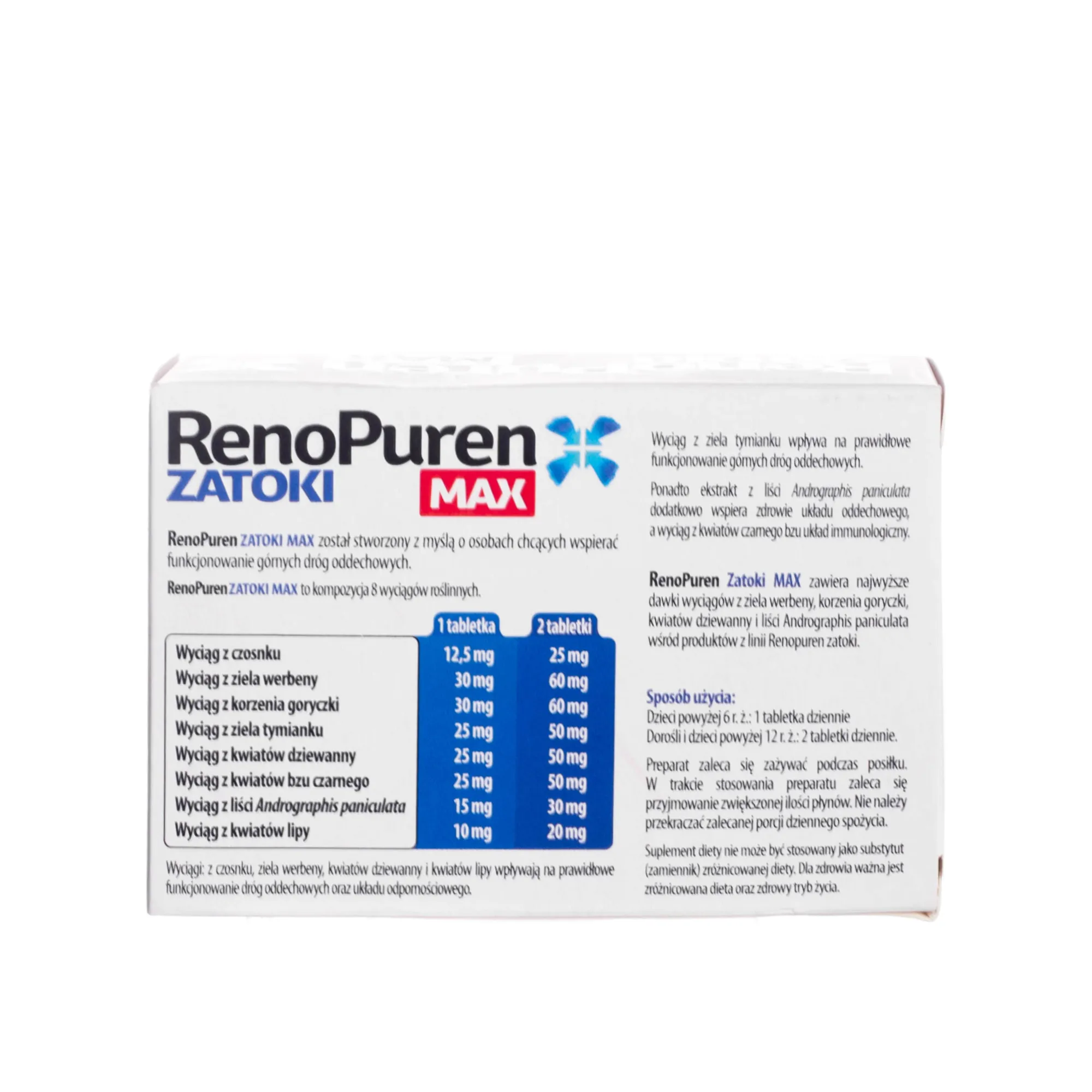RenoPurenMAX Zatoki, suplement diety, 60 tabletek 