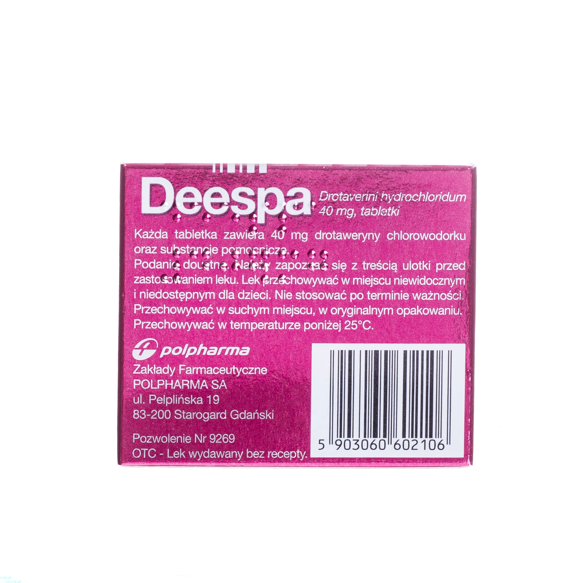 Deespa, lek przeciw bólom menstruacyjnym, skurczowym, jamy brzusznej, 40 tabletek 