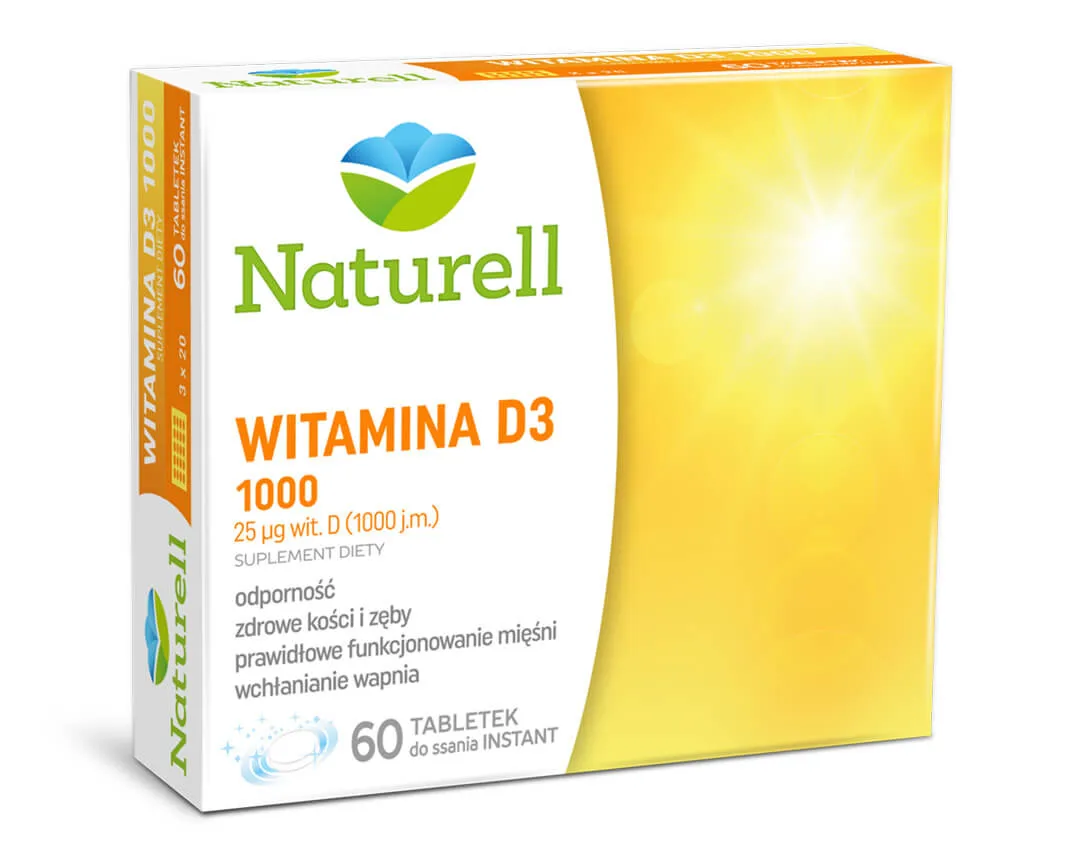 Naturell Witamina D3 1000, suplement diety, 60 tabletek do ssania