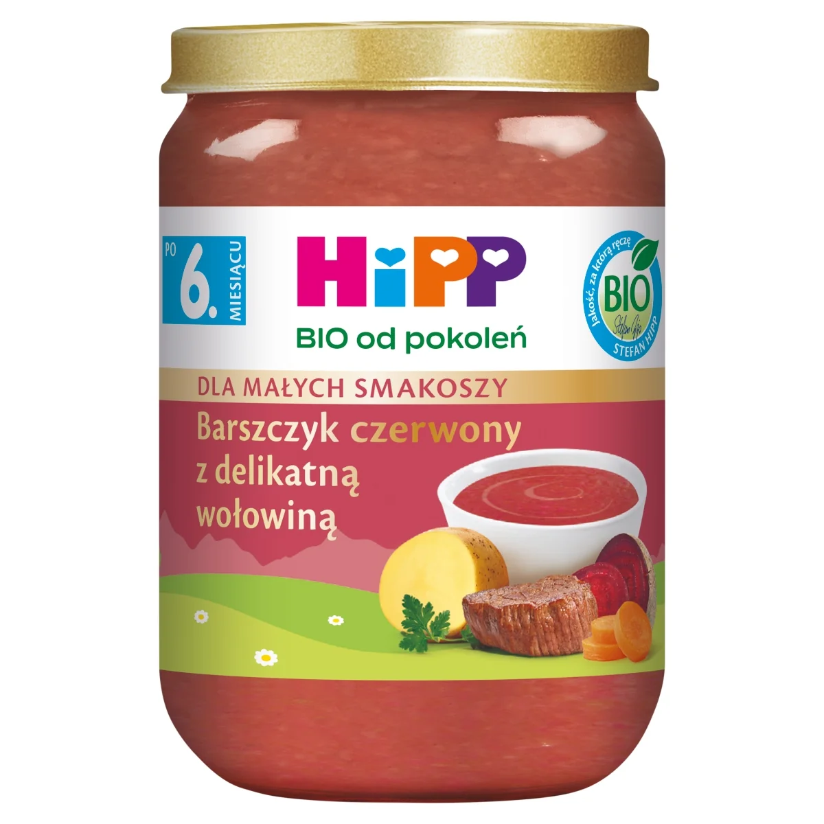 HiPP BIO od pokoleń barszczyk czerwony z delikatą wołowiną, po 5. miesiącu, 190 g