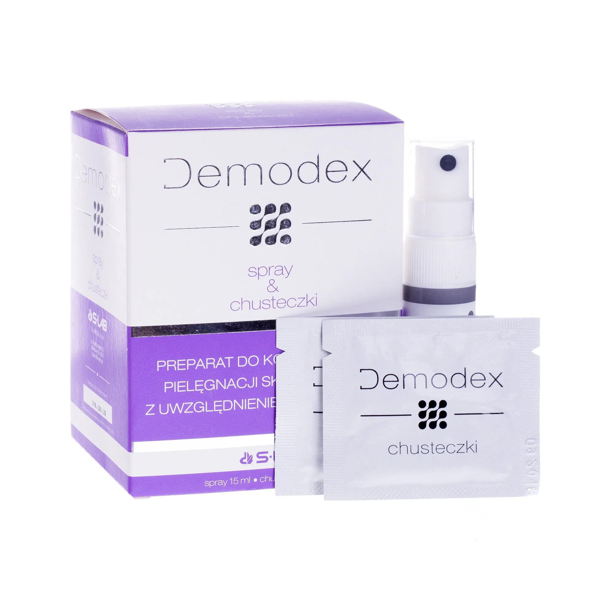 Demodex, spray i chusteczki do oczyszczania twarzy, 15 ml + 30 chusteczek 