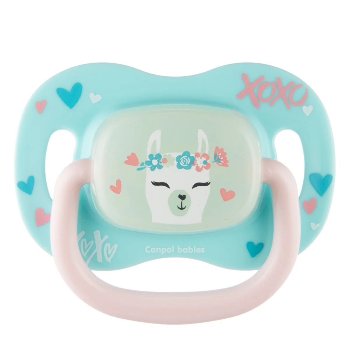 Canpol Babies ourDESIGN Smoczek silikonowy 0-6m symetryczny LAMA, 1 sztuka