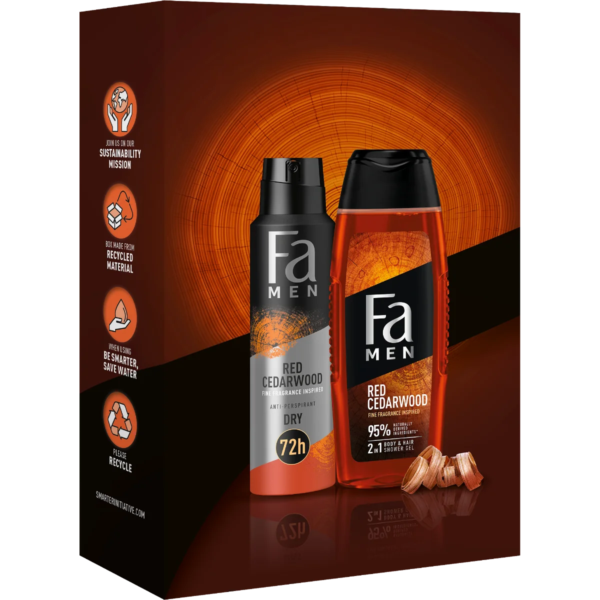 Fa Men Red Cedarwood zestaw kosmetyków dla mężczyzn, 250 ml + 150 ml