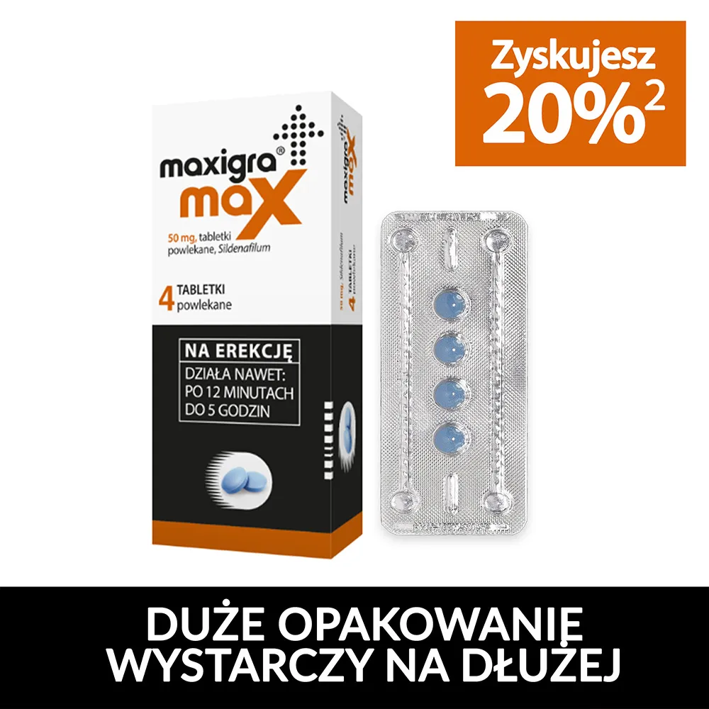 Maxigra Max, 50 mg, 4 tabletki powlekane 