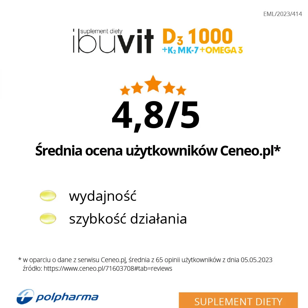 Ibuvit D3 1000 + K2 MK-7 Omega 3 30 kapsułek