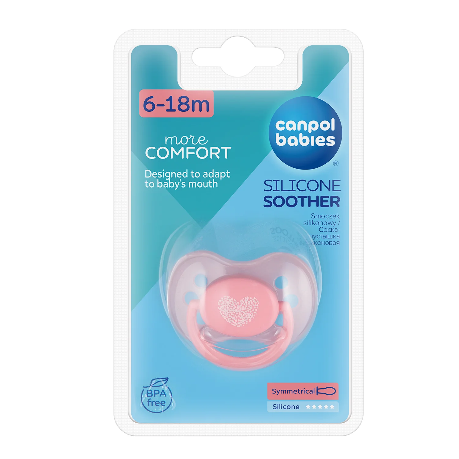 Canpol Babies smoczek silikonowy symetryczny, rozmiar B, 6-18 miesiąca, 1 szt.