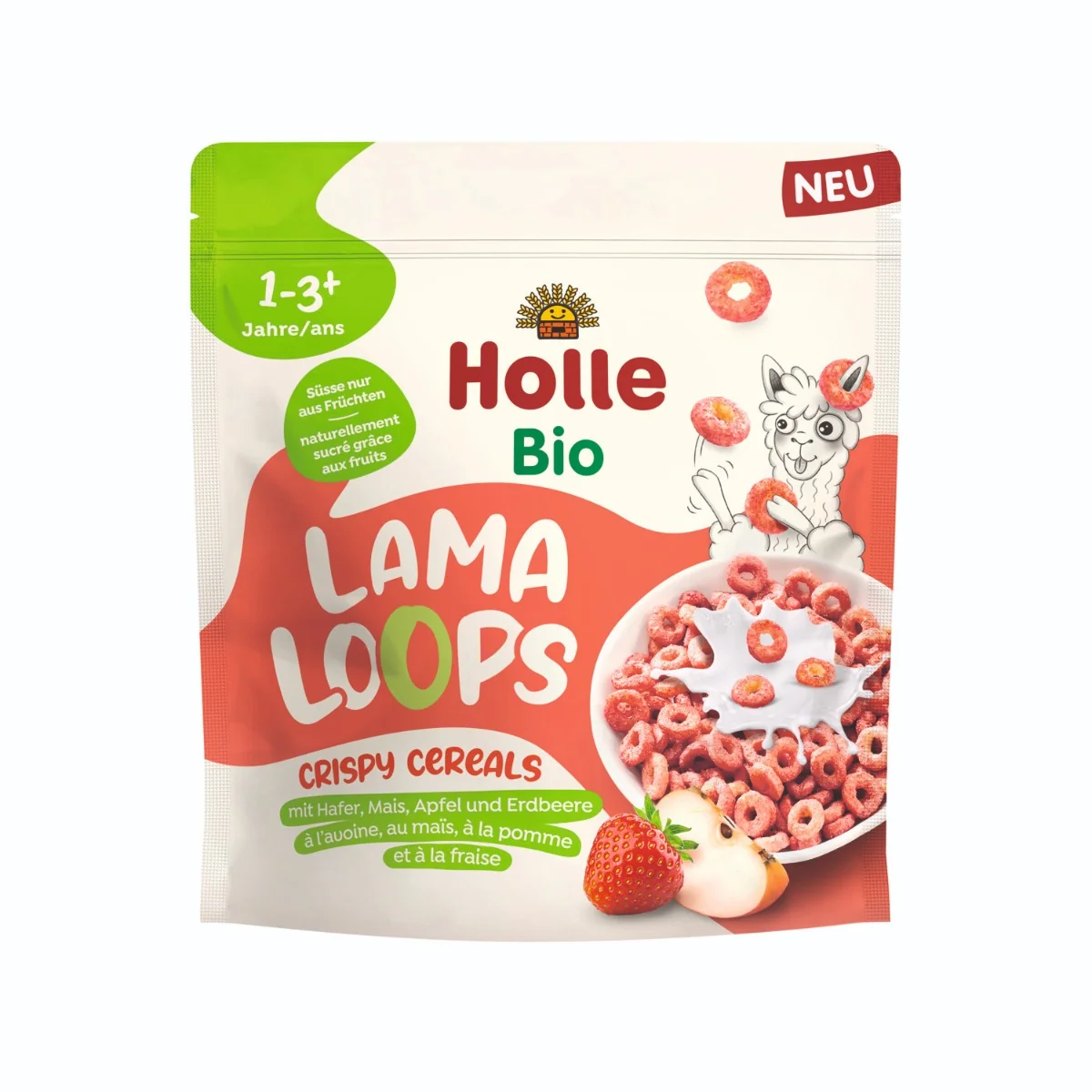 Holle BIO Zbożowe Płatki Truskawkowa LAMA, 125g