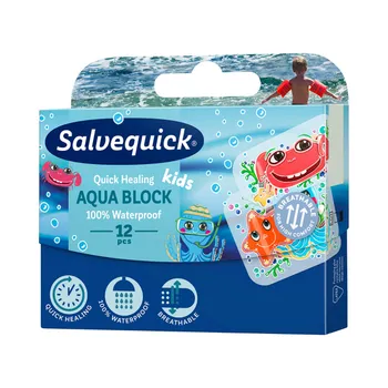 Plastry Salvequick Aqua Block Kids, 12 sztuk 