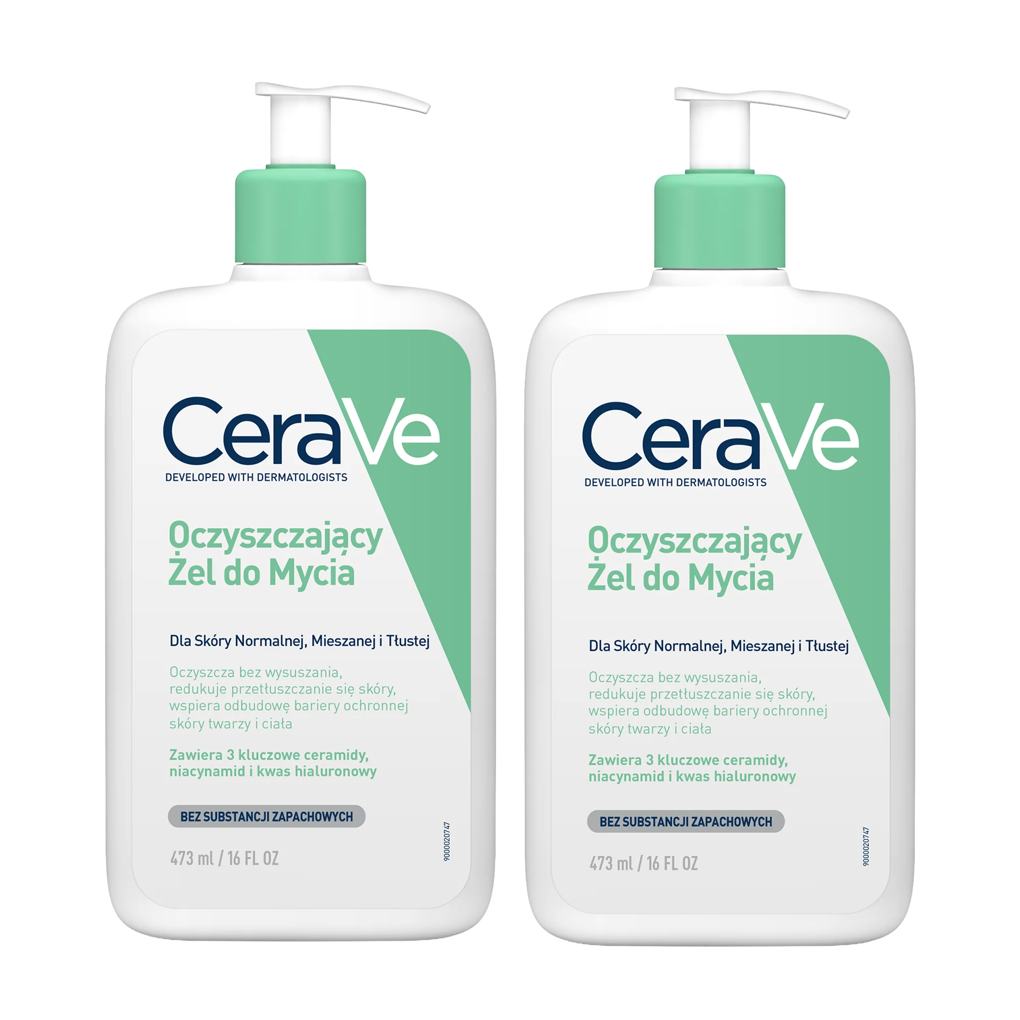 CeraVe oczyszczający żel do mycia twarzy i ciała, 2 x 473 ml