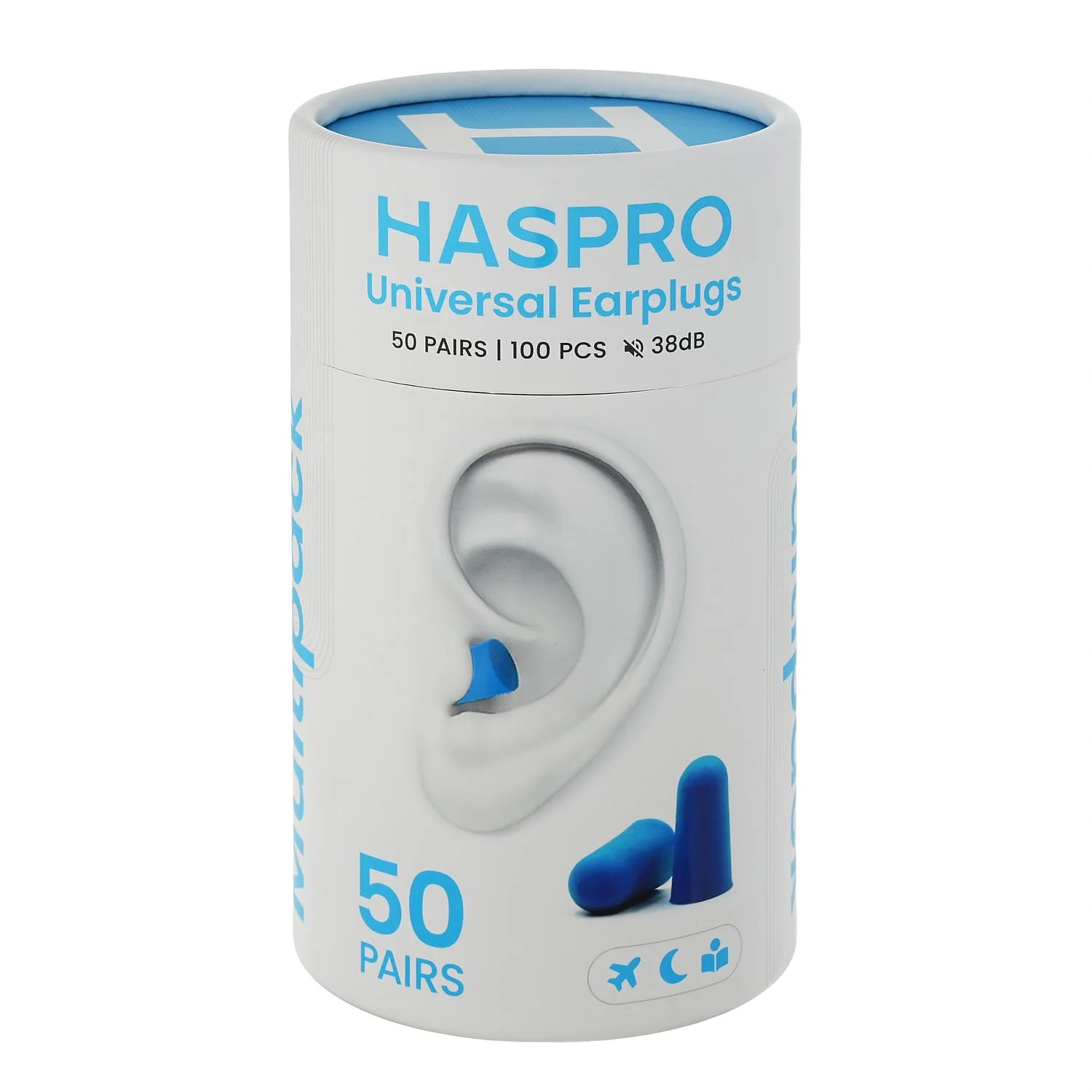 Haspro Tube50 stopery do uszu, kolor niebieski, 50 par