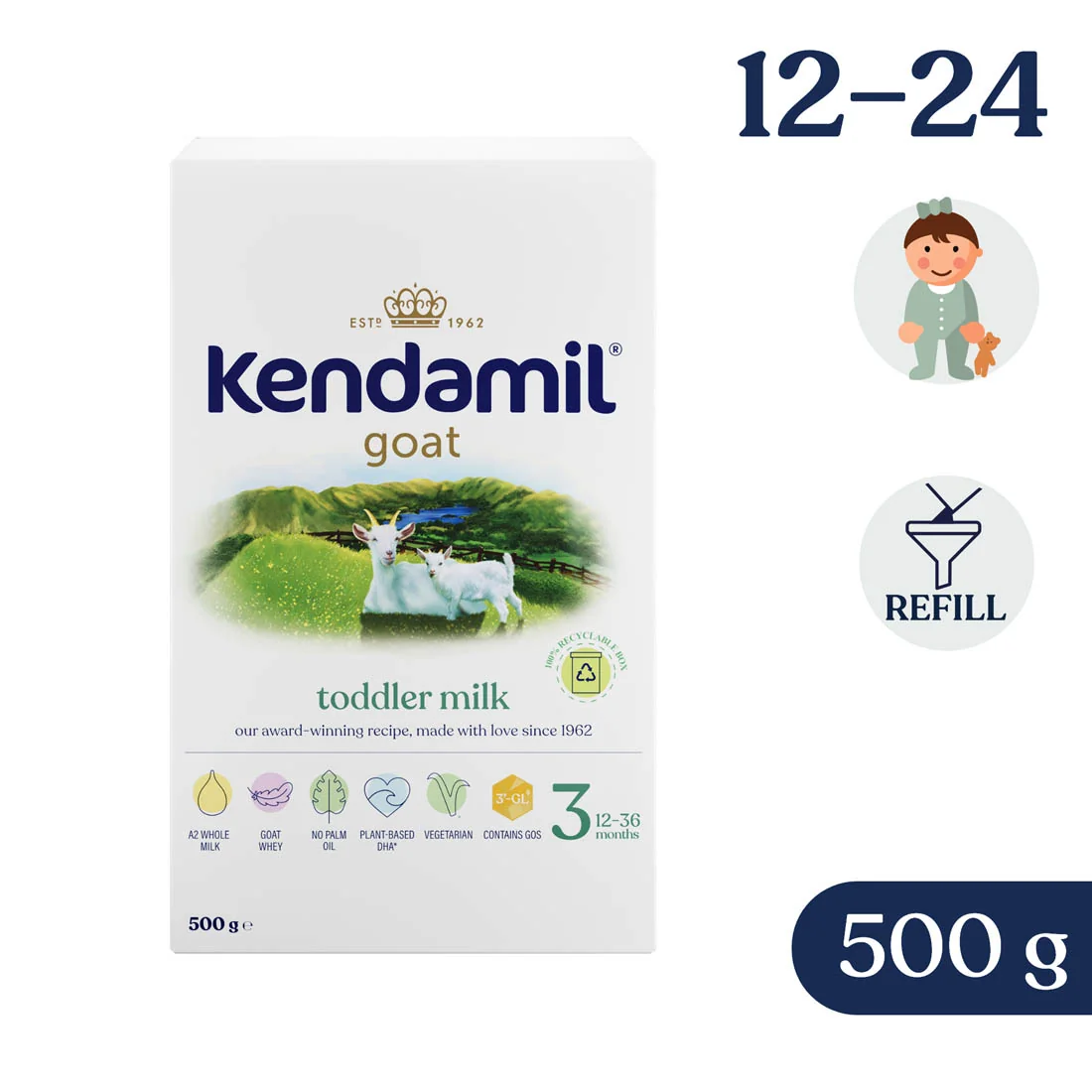 Kendamil® Goat 3 kozie mleko dla dzieci 12-36 m, 500 g