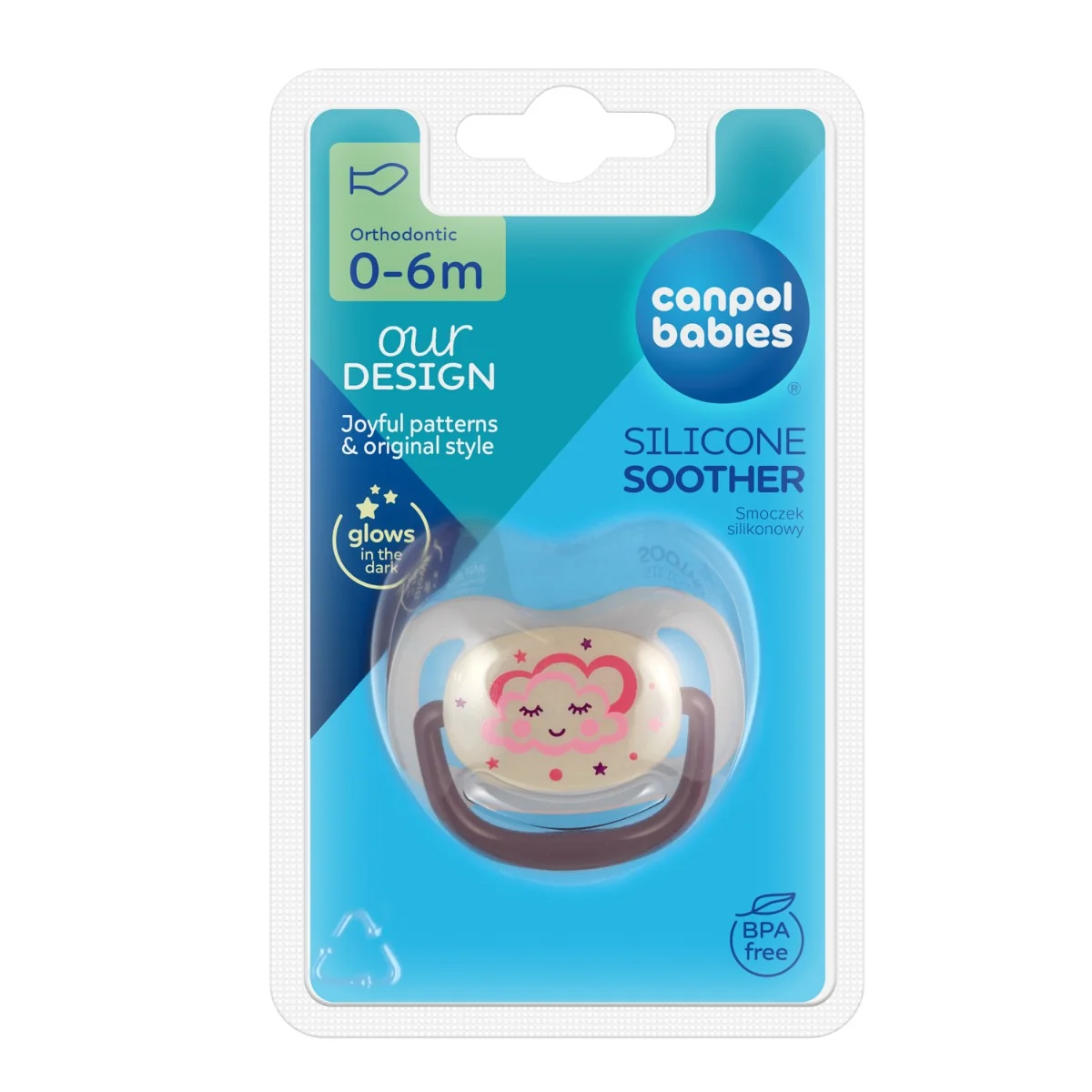 Canpol Babies Night Dreams silikonowy smoczek anatomiczny 0-6m 1 sztuka