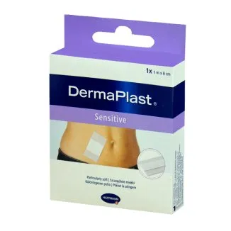 Dermaplast Sensitive, plaster do cięcia, hipoalergiczny, 8cmx1m, 1 sztuka