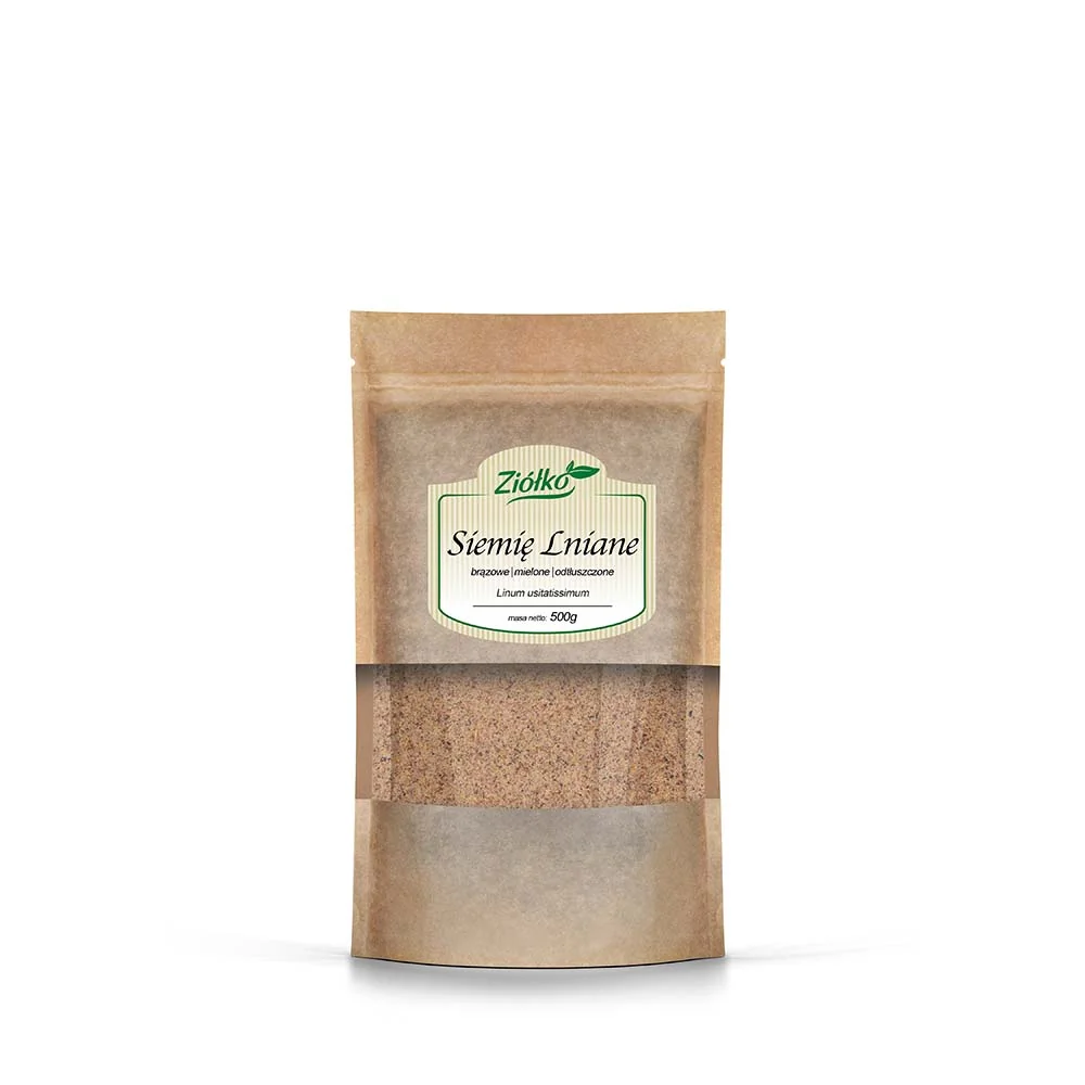 Ziółko siemię lniane brązowe mielone odtłuszczone, 500 g